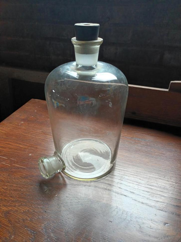 Vintage glazen aspiratorfles, Antiek en Kunst, Antiek | Glas en Kristal, Ophalen of Verzenden