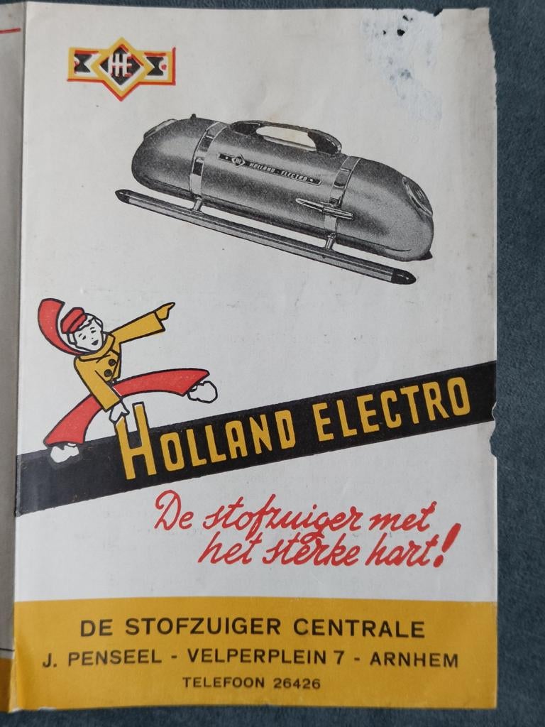 HOLLAND ELECTRO STOFZUIGER, FOLDER., Ophalen of Verzenden, Gelezen