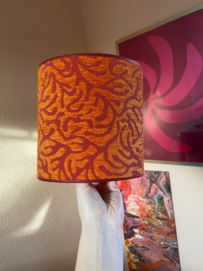 Wand lampenkapje vierkant 20x20cm oranje bordeaux, Huis en Inrichting, Lampen | Lampenkappen, Ophalen, Zo goed als nieuw, Rood