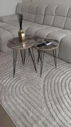 BIJZET TAFELS ERIC KUSTER STIJL TAUPE SAND BLACK GOLD SET 3, Ophalen of Verzenden, Zo goed als nieuw