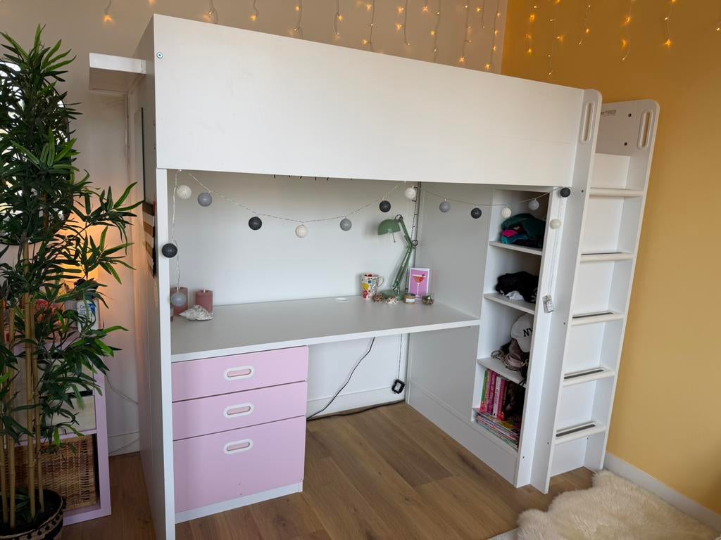 IKEA SMÅSTAD hoogslaper met bureau en kast – zeer netjes, Ophalen, Gebruikt, Hoogslaper