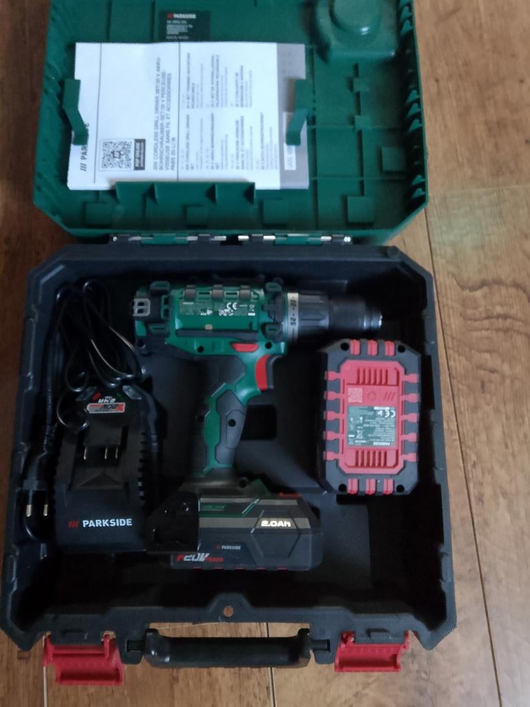 Parkside Accuboor 20V met accessoires en koffer, Doe-het-zelf en Verbouw, Gereedschap | Boormachines, Variabele snelheid, Nieuw