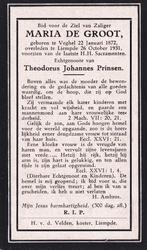 Groot Maria 1872 Veghel 1931 Liempde, Ophalen, Bidprentje