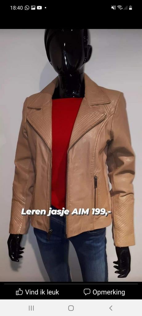 Aim leren jasje maat m als nieuw, Kleding | Dames, Ophalen of Verzenden, Zo goed als nieuw, Maat 38/40 (M), Zwart