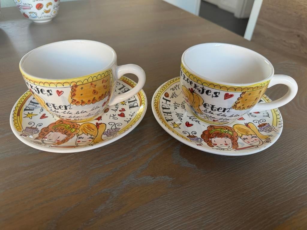 2 Blond Amsterdam kop en schotel 'Even Bijkletsen', Ophalen, Blond Amsterdam, Zo goed als nieuw, Kop(pen) en/of Schotel(s)