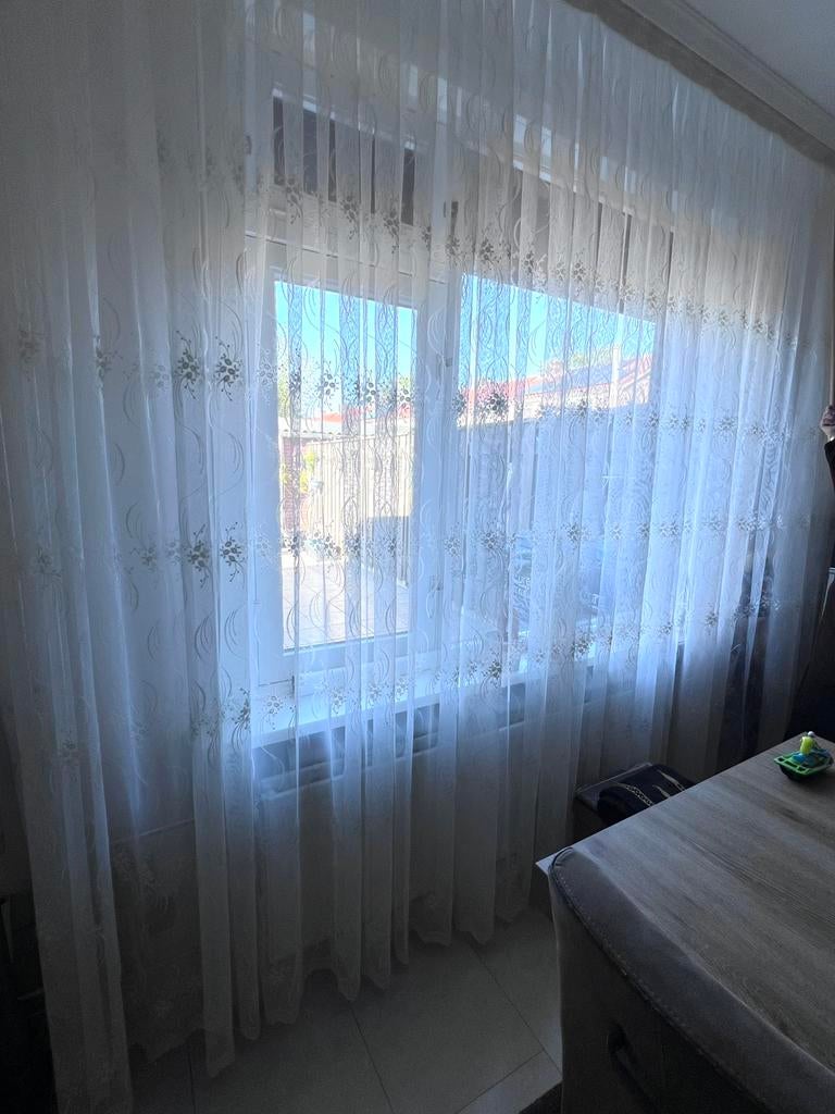 Vitragegordijnen gebroken wit 2 stuks, Ophalen of Verzenden, Zo goed als nieuw, Wit, 200 cm of meer