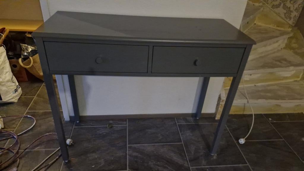 Stijlvolle grijze sidetable met twee lades, Huis en Inrichting, Tafels | Sidetables, Gebruikt, 50 tot 100 cm, Ophalen of Verzenden