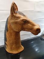 Paardenhoofd van hout, overtrokken met leer., Antiek en Kunst, Kunst | Beelden en Houtsnijwerken, Ophalen