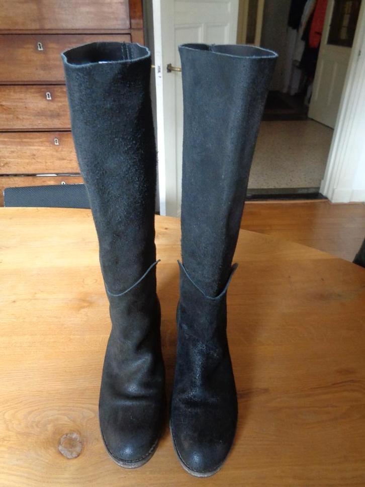 SHABBIES zwarte leren hoge laarzen:mt 41(ZIE INFO), Kleding | Dames, Schoenen, Zo goed als nieuw, Hoge laarzen, Zwart, Ophalen of Verzenden