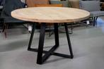 Gave ronde eettafel tafel metaal & massief eikenhout Ø130, Huis en Inrichting, Tafels | Eettafels, Ophalen, Rond, Nieuw, Vijf personen of meer