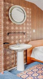 Vintage wastafelcombinatie incl. Allibert spiegel, Huis en Inrichting, Woonaccessoires | Spiegels, Ophalen, Gebruikt, Rond, Minder dan 100 cm