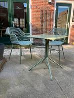 Groene tuinset: 2x tuinstoel Webbing en 1x tuintafel, Tuin en Terras, 2 zitplaatsen, Aluminium, Ophalen of Verzenden, Tuinset