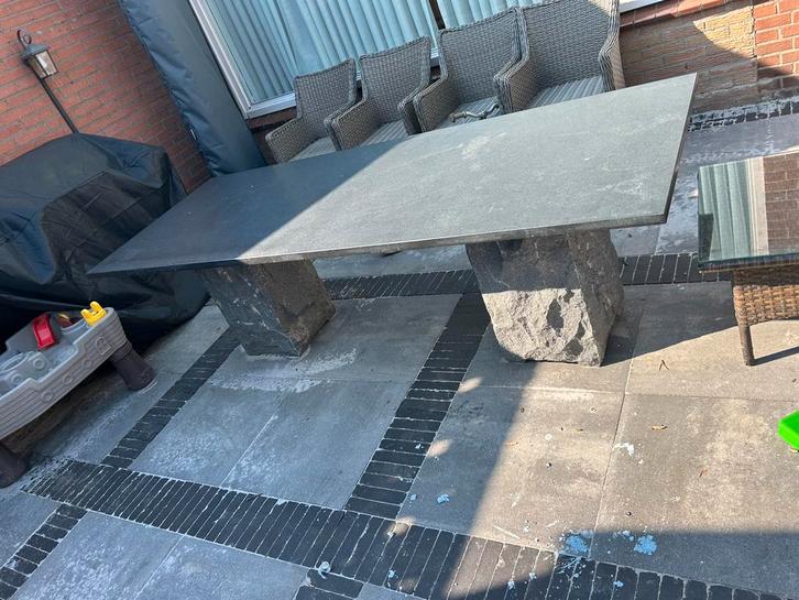 Te koop massief natuursteen tafel 240x90cm, Tuin en Terras, Tuintafels, Rechthoekig, Overige materialen, Ophalen
