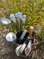 Vintage golftas met clubs, Sport en Fitness, Golf, Ophalen, Gebruikt, Tas