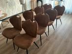 8 Eethoek stoelen, per 4 of 8 stuks te koop, Gebruikt, Bruin, Ophalen of Verzenden, Stof
