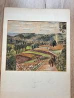 - Mischa Landt (1942) landschap krijttekening, Ophalen of Verzenden