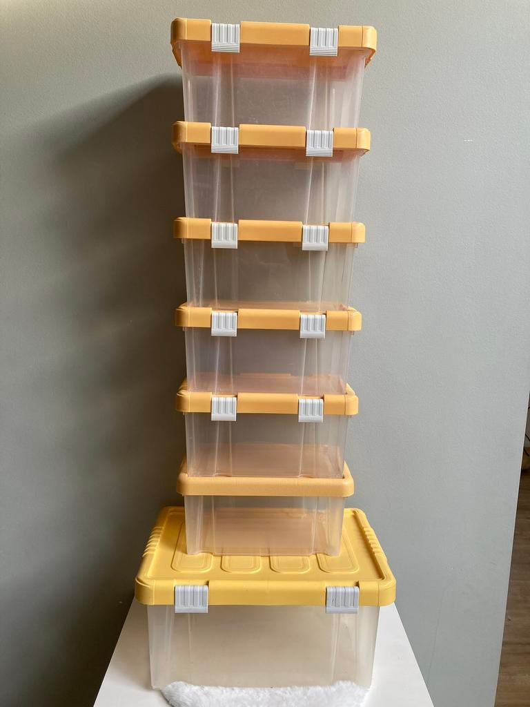 ==MOOI==Stapelbare Opberg bakken van Curver - Set van 7, Minder dan 50 cm, Ophalen of Verzenden, Zo goed als nieuw, Minder dan 40 cm