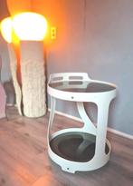 Spage Age witte Nebu bijzettafel trolley op wieltjes, Ophalen, Gebruikt, Rond, Glas