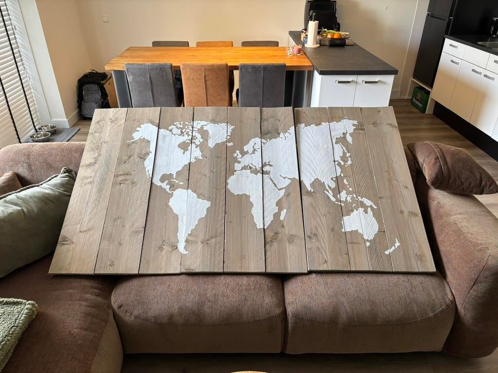 Houten wereld wand/muurkaart, Huis en Inrichting, Woonaccessoires | Wanddecoraties, Hout, Meerkleurig, Ophalen of Verzenden, Zo goed als nieuw