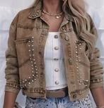 Stoer spijkerjasje met details, Bruin, Nieuw, Ophalen of Verzenden, Jasje