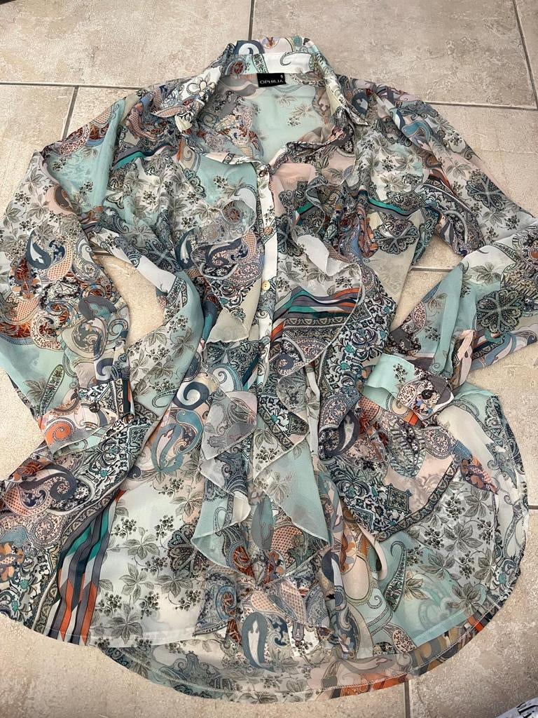 Chiffon Blouse Ophelia met Paisley Print - Maat 5 56/58, Kleding | Dames, Ophelia, Ophalen of Verzenden, Nieuw, Overige kleuren