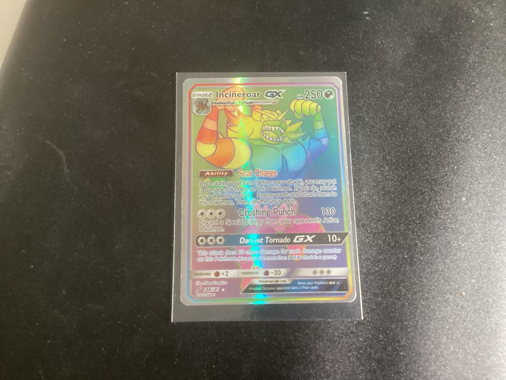 Pokémon Incineroar GX Rainbow Rare, Ophalen of Verzenden, Gebruikt, Losse kaart, Foil
