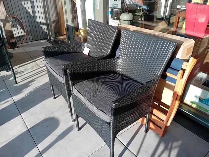 4 nieuwe JYSK tuinstoelen met kussens, Tuin en Terras, Tuinstoelen, Nieuw, Kunststof, Stapelbaar, Ophalen