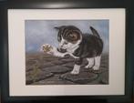 OPRUIMING schilderij katje met lijst - eigen werk- katten, Ophalen of Verzenden