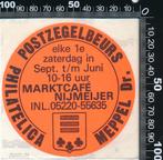 Sticker: Postzegelbeurs - Marktcafe Nijmeijer - Meppel, Verzamelen, Stickers, Ophalen of Verzenden, Zo goed als nieuw, Bedrijf of Vereniging