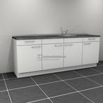 Keukenblok met spoelbak rechts met lades 2.40m Op voorraad !, Huis en Inrichting, Keuken | Keukenelementen, Ophalen, Wit, Nieuw