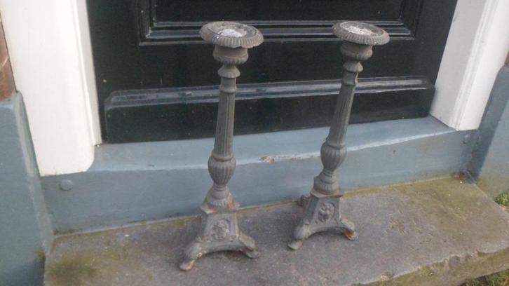 Stel gietijzer KANDELAARS 43 hoog KERKKANDELAREN kandelaren, Antiek en Kunst, Antiek | Kandelaars, Overige materialen, Ophalen of Verzenden