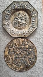 2 antieke koperen wandborden, Antiek en Kunst, Ophalen