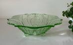 Art deco groene glazen schaal, Ophalen of Verzenden