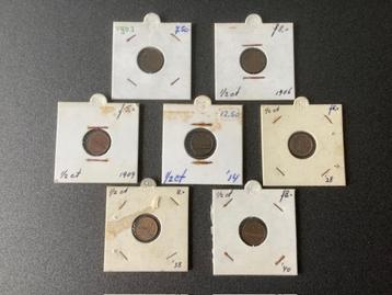 Wilhelmina lotje 1/2 cent 7 stuks.  beschikbaar voor biedingen