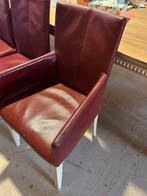 7 GRATIS AFHALEN bordeaux rood leren eetkamerfauteuils, Huis en Inrichting, Fauteuils, Ophalen, Zo goed als nieuw, 75 tot 100 cm