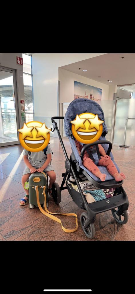 Stokke Beat Blue melange, Kinderen en Baby's, Kinderwagens en Combinaties, Gebruikt, Kinderwagen, Met reiswieg, Ophalen of Verzenden