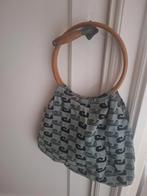 Vintage Jaren 70 Tas met Houten Handvat, Sieraden, Tassen en Uiterlijk, Tassen | Damestassen, Ophalen of Verzenden, Gebruikt, Overige kleuren