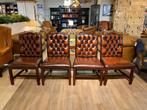 4 x originele engelse chesterfield eetkamerstoelen Roodbruin, Huis en Inrichting, Stoelen, Ophalen of Verzenden, Zo goed als nieuw