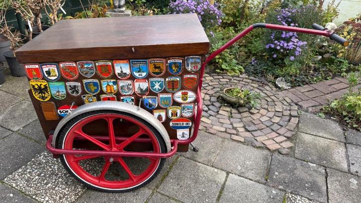 Gebruikte houten fietskar/bagagekar met metalen frame, Fietsen en Brommers, Fietsaccessoires | Aanhangers en Karren, Gebruikt