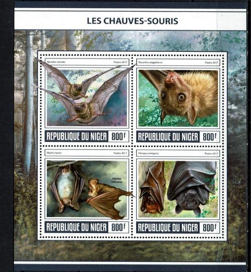 niger 2017 pf blok vleermuizen bats zoogdieren wildlife 4, Postzegels en Munten, Postzegels | Thematische zegels, Postfris, Dier of Natuur