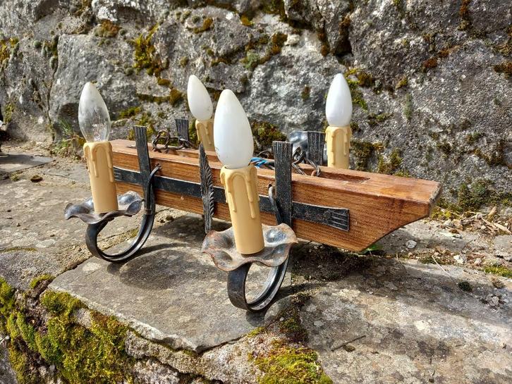 antiek hang boerderij gotisch hout smeedijzer brutalist lamp, Antiek en Kunst, Curiosa en Brocante, Ophalen