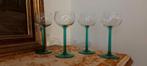 4 Prachtige! Vintage Franse wijnglazen met turquoise voet, Antiek en Kunst, Antiek | Glas en Kristal, Ophalen of Verzenden