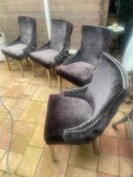 4 Landelijke Eetkamerstoel Yasmine Zwart Chesterfield, Antiek en Kunst, Antiek | Meubels | Stoelen en Banken, Ophalen