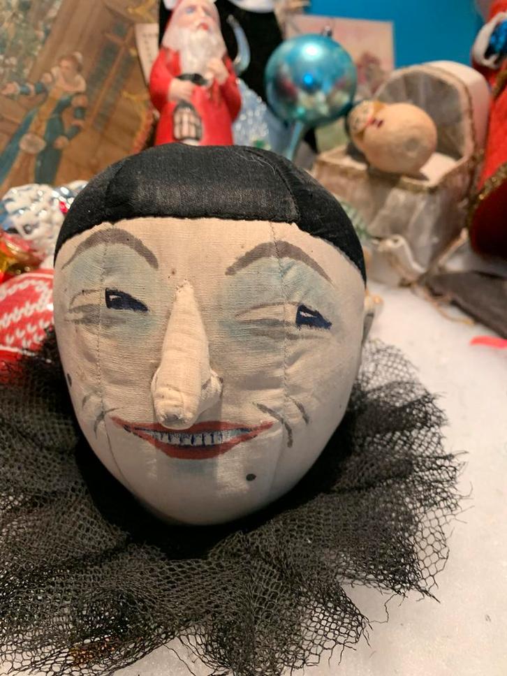 Antiek Pierrot Hoofd - Brocante, Antiek en Kunst, Curiosa en Brocante, Ophalen of Verzenden