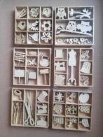 OPRUIMING houten doosjes met 45 stuks houten figuren no 2, Ophalen of Verzenden, Nieuw, Materiaal