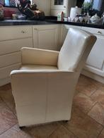 6 leren eethoekstoelen crème wit, Huis en Inrichting, Ophalen, Wit, Leer, Zo goed als nieuw