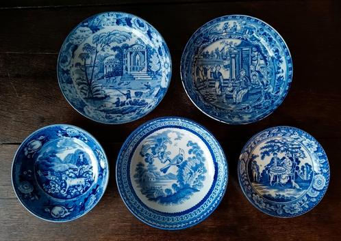 Engelse schotels met transferprint 19e eeuw, Antiek en Kunst, Antiek | Keramiek en Aardewerk, Ophalen of Verzenden
