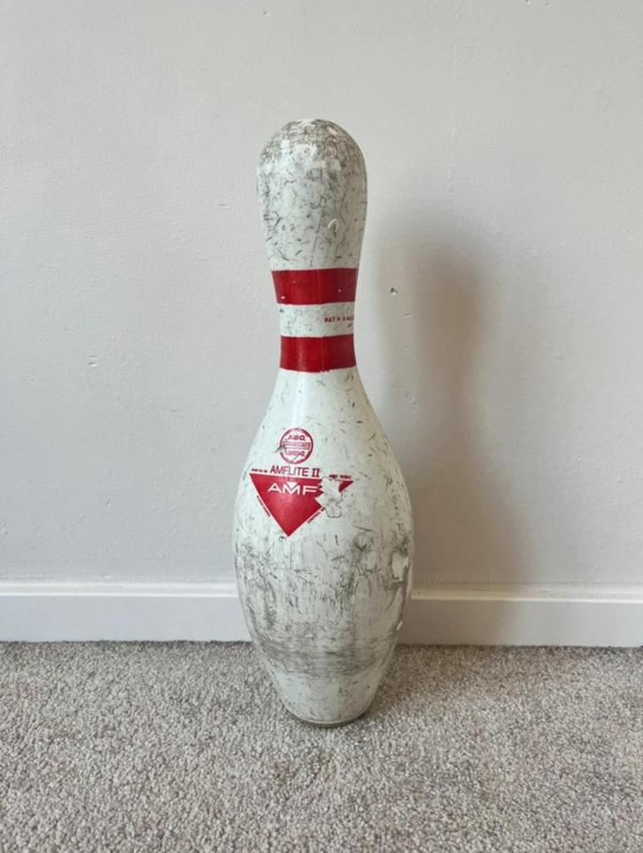 Vintage bowling kegel, 38,5x11cm. Deco uniek bowlen retro, Sport en Fitness, Bowlen, Gebruikt, Overige typen, Verzenden