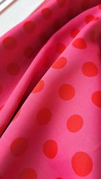 Gordijnen roze met oranje stippen verduisterend, met kussens, Ophalen of Verzenden, Gebruikt, 200 cm of meer, 200 cm of meer