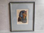 Egyptische Prent 32x26 cm. Mummie Houten Lijst, Zo goed als nieuw, 1940 tot 1960, Prent, Buitenland